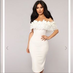 Fashion Nova white off shoulder dress